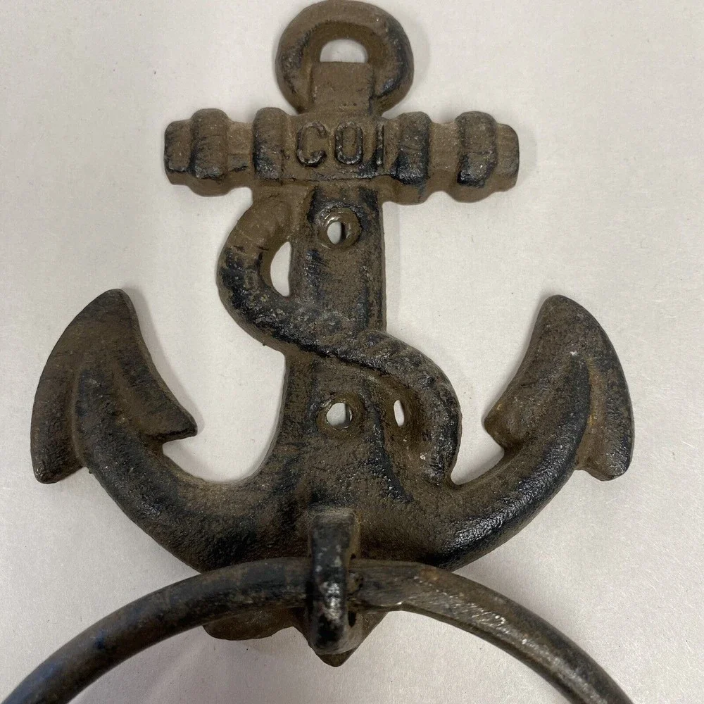 Nautical Cast Iron Anchor Towel Ring Holder Wall Decor